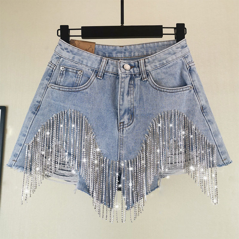 High Waist Slim Blinged Out Shorts