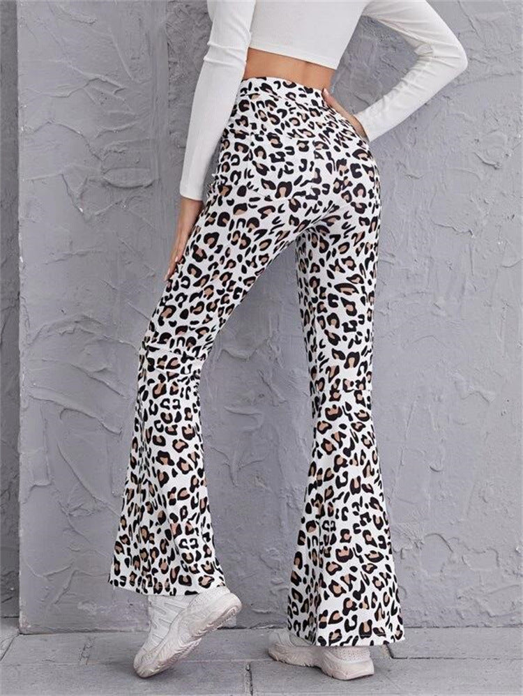 Printed High Waist Stretch Flare Pants