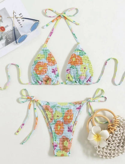 A Flower First Seen Bikini Print Swimwear