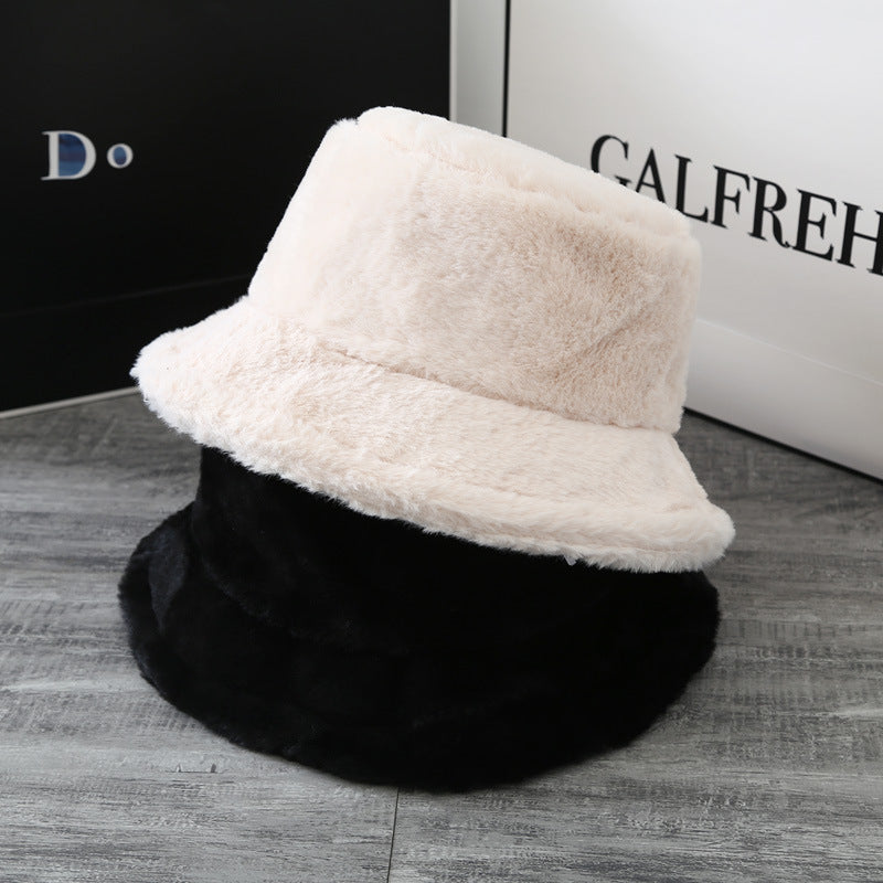 Curled Soft Plush Solid Color Hat