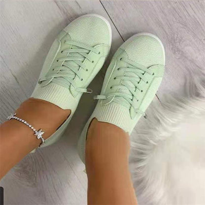 Flat Lace-Up Fly Woven Mesh Breathable Shoes