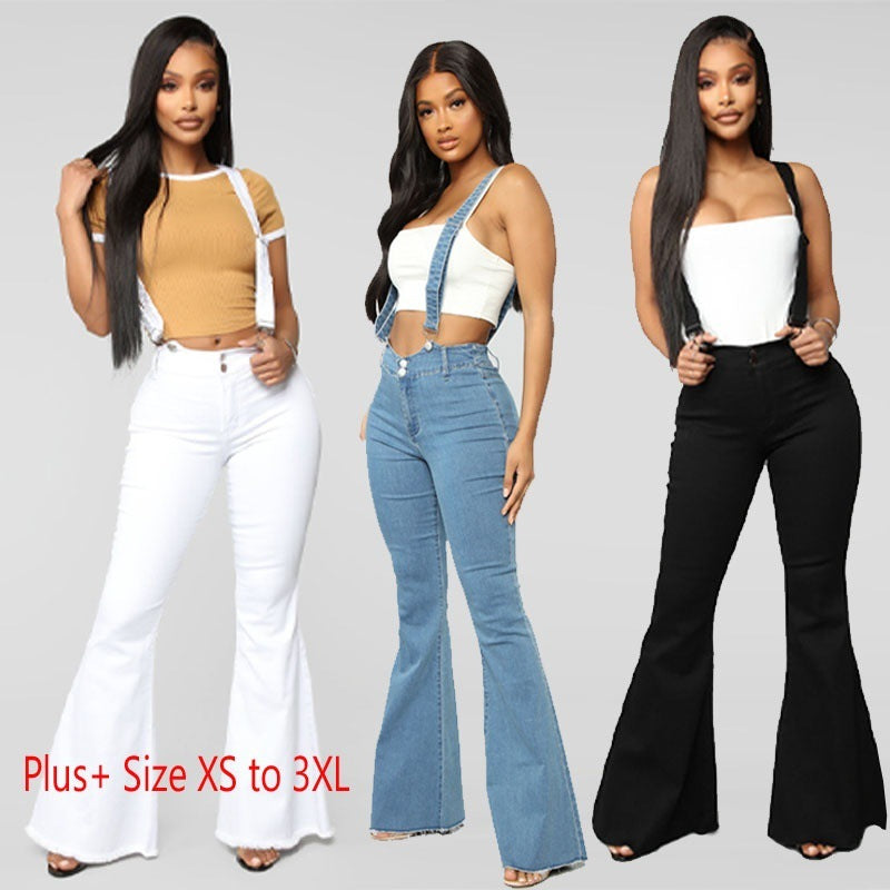 Ladies Denim Fashion Strap Trousers