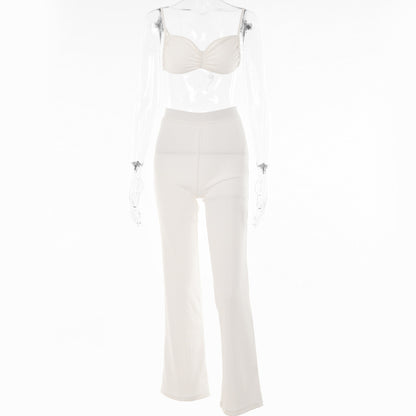 Strap Tube Top High Waist Pull Up Pants Set