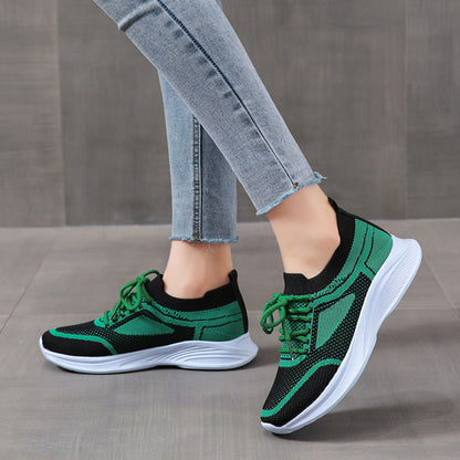 Lace-up Mesh Green Black Sports Shoes