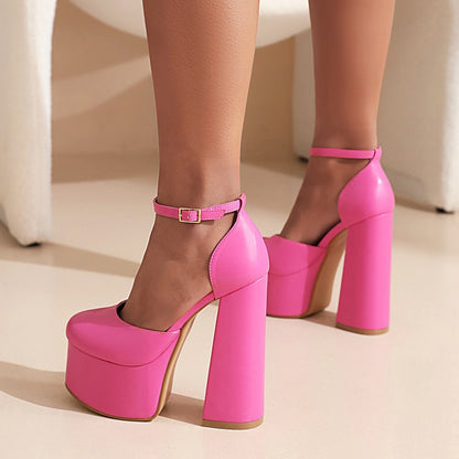 Ladies Sandals Buckle High Heel Platform