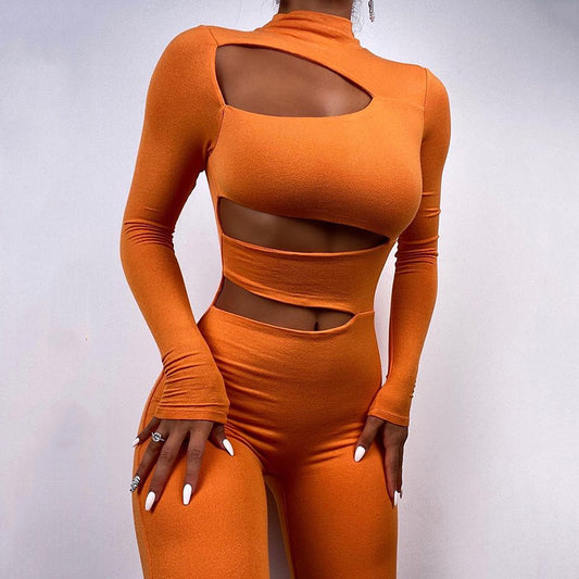 Long-sleeve Cut Out Jumpsuit